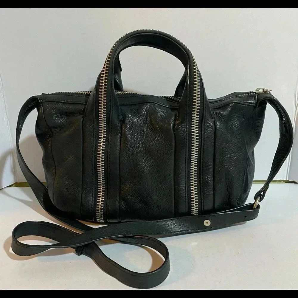 Kelsi dagger black leather satchel handbag